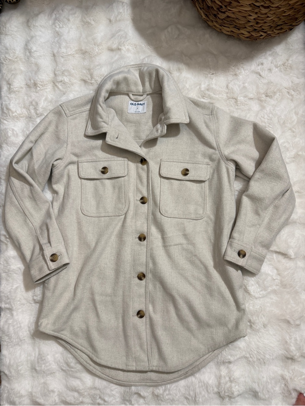 Old Navy Cream Utility Shacket Size S NWOT
